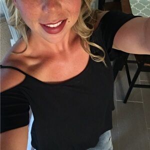 Abercrombie black flutter off the shoulder top.